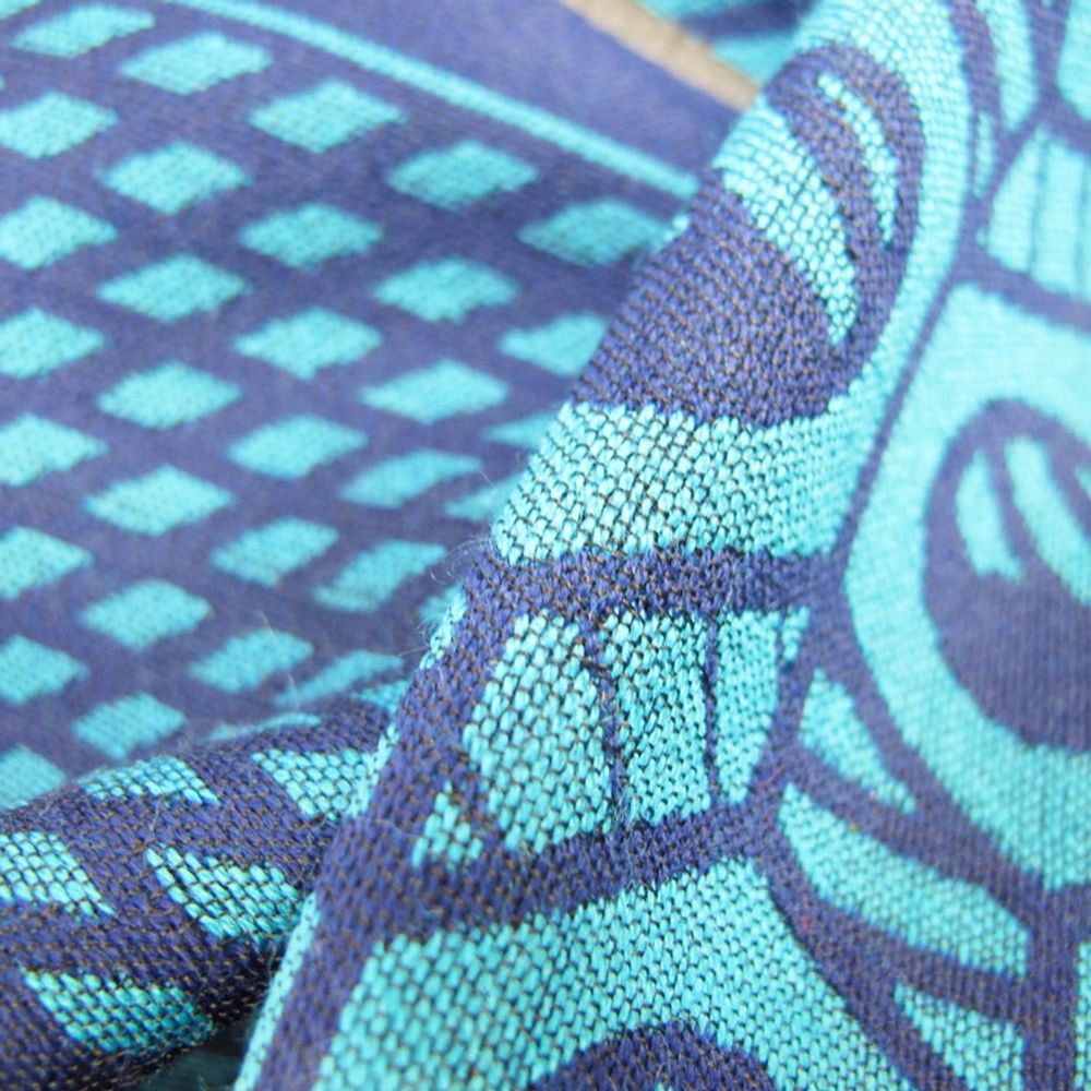 Travel accessories - Silk wool midi scarf - grid nuts - hawai ink blue - SOPHIE GUYOT SILKS