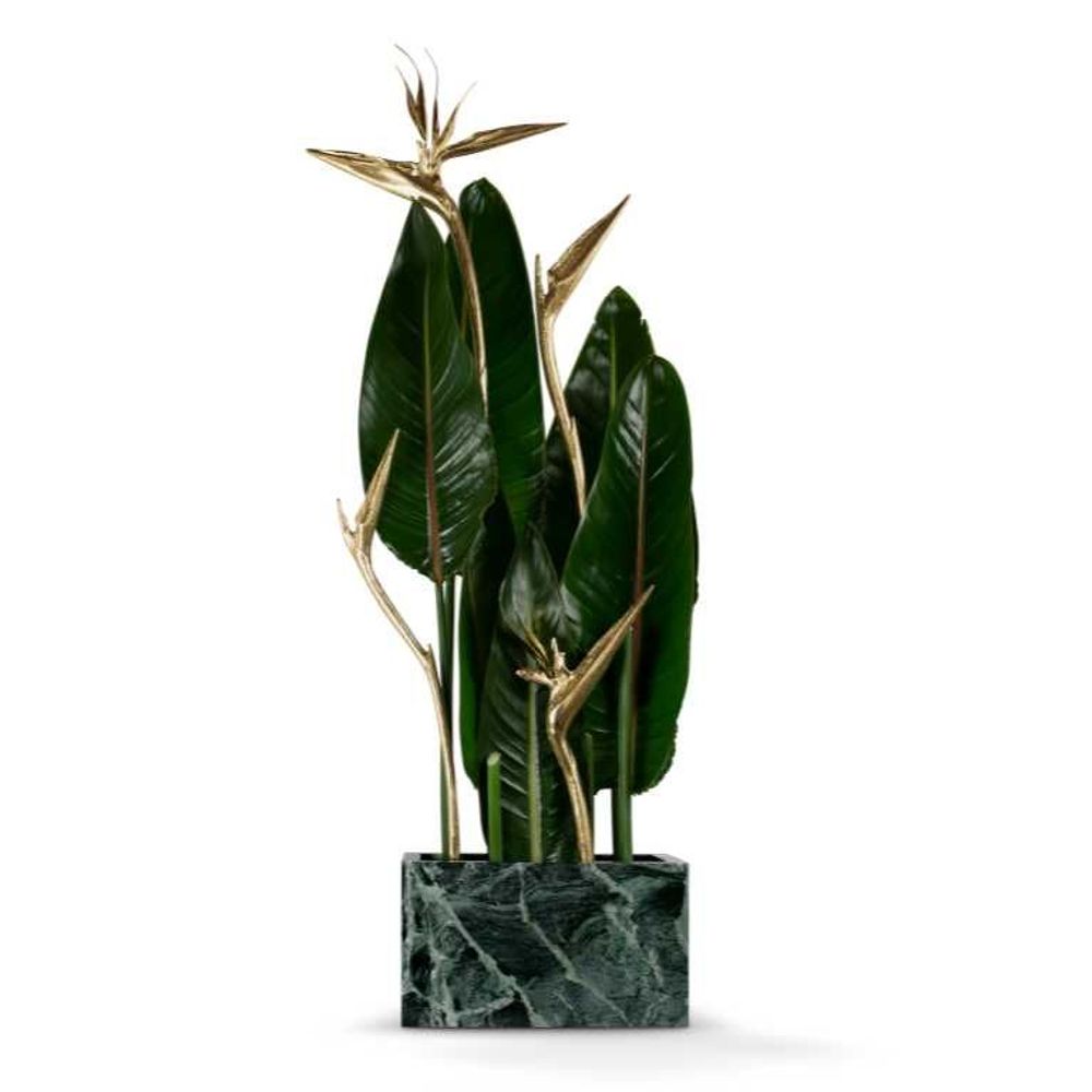 Sculptures, statuettes et miniatures - Stella 4 - Vase en marbre avec sculpture en laiton; Fleur élégante - MAEVE