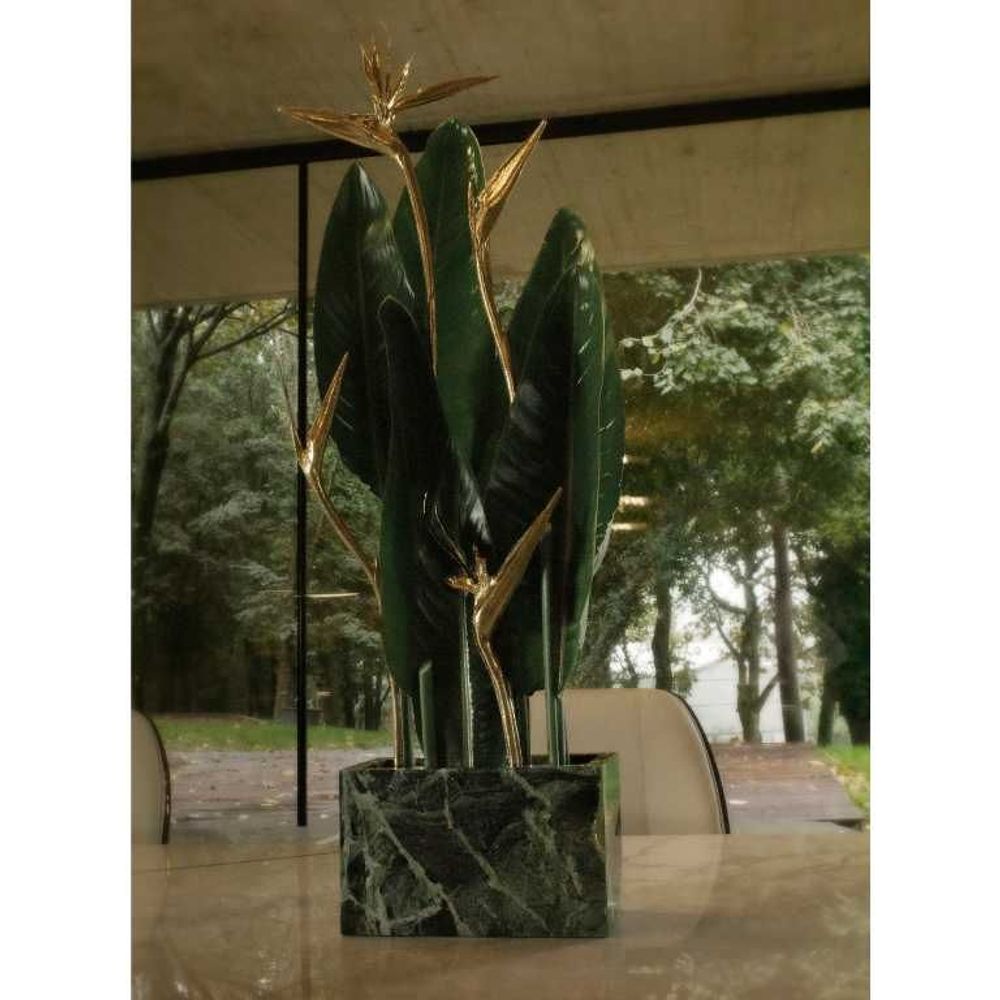 Sculptures, statuettes et miniatures - Stella 4 - Vase en marbre avec sculpture en laiton; Fleur élégante - MAEVE