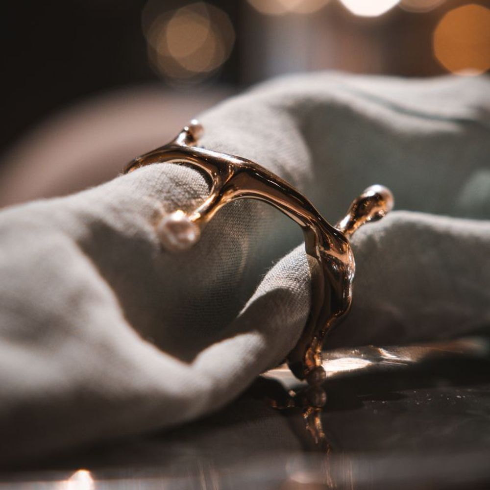 Formal plates - Perla - napkin ring; pearl napking ring; tableware - MAEVE