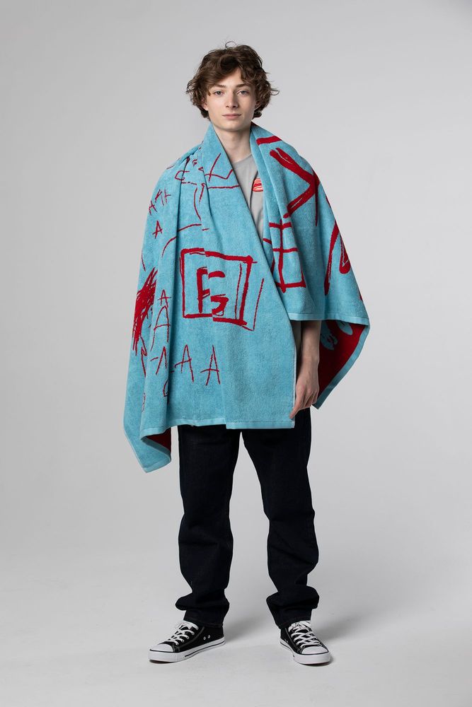 Objets design - Serviette de plage en jacquard New York New Wave Jean-Michel Basquiat - ROME PAYS OFF