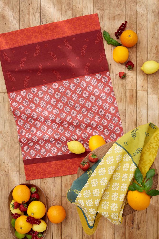 Linge d'office - Torchon en coton jacquard Bastide Rouge - COUCKE