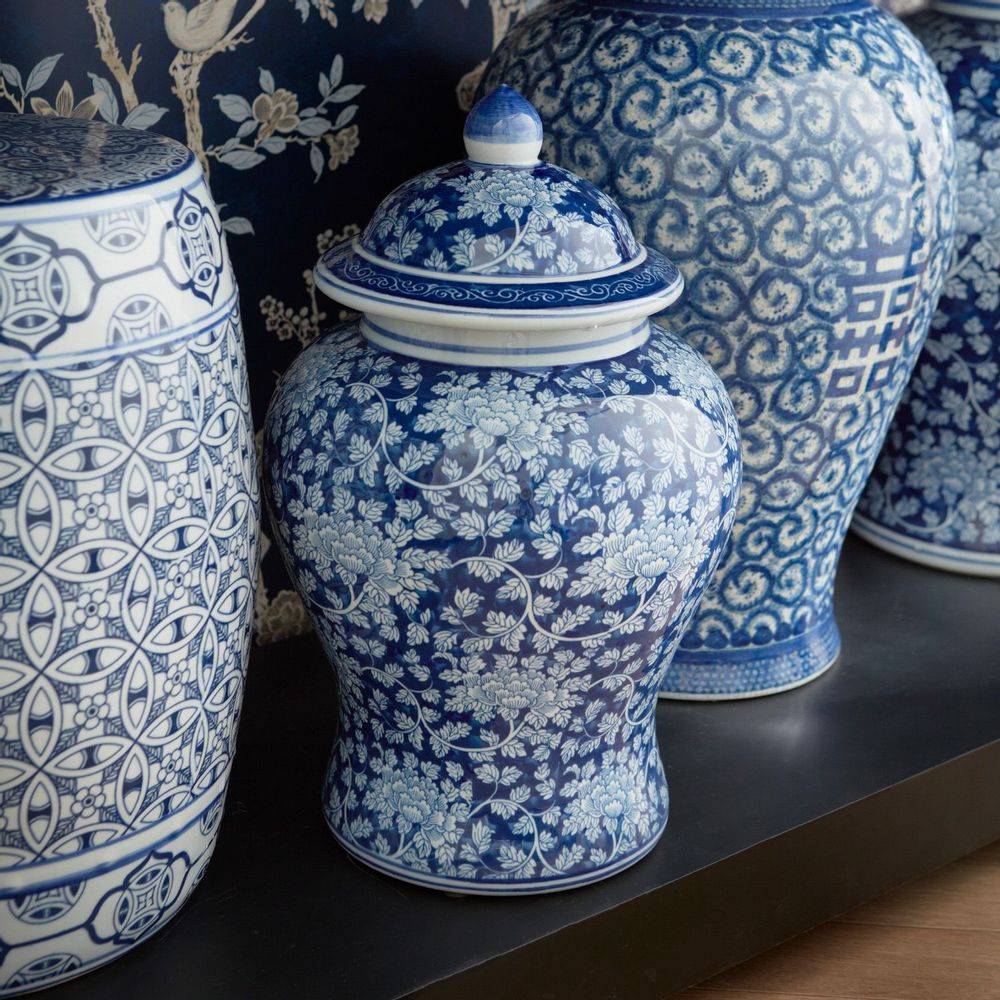 Objets de décoration - Jarre à temple bleue et blanche - G & C INTERIORS A/S