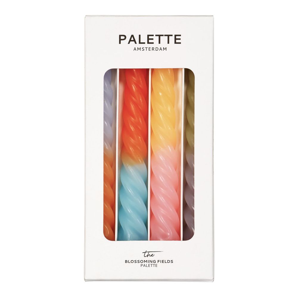 Christmas table settings - Twist Candles "Blossoming Fields", set of 4 - PALETTE AMSTERDAM