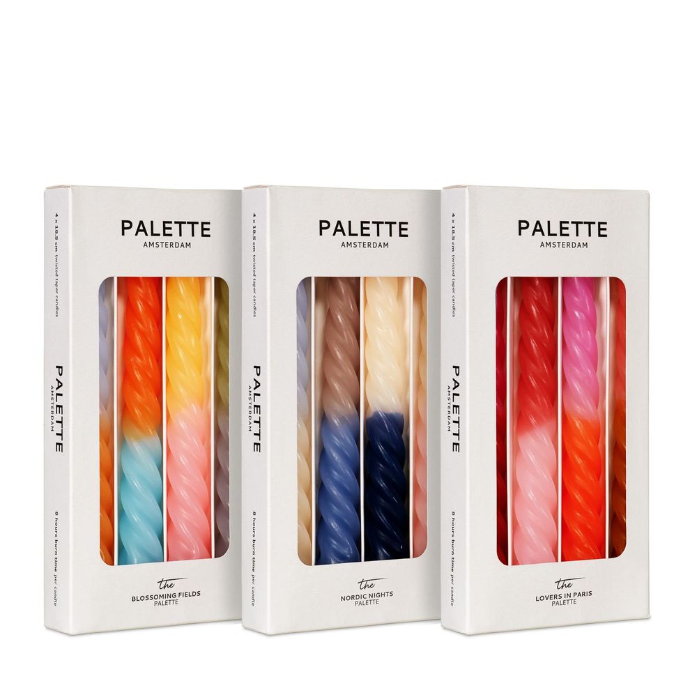 Candles - Twist Candles "Lovers in Paris", set of 4 - PALETTE AMSTERDAM