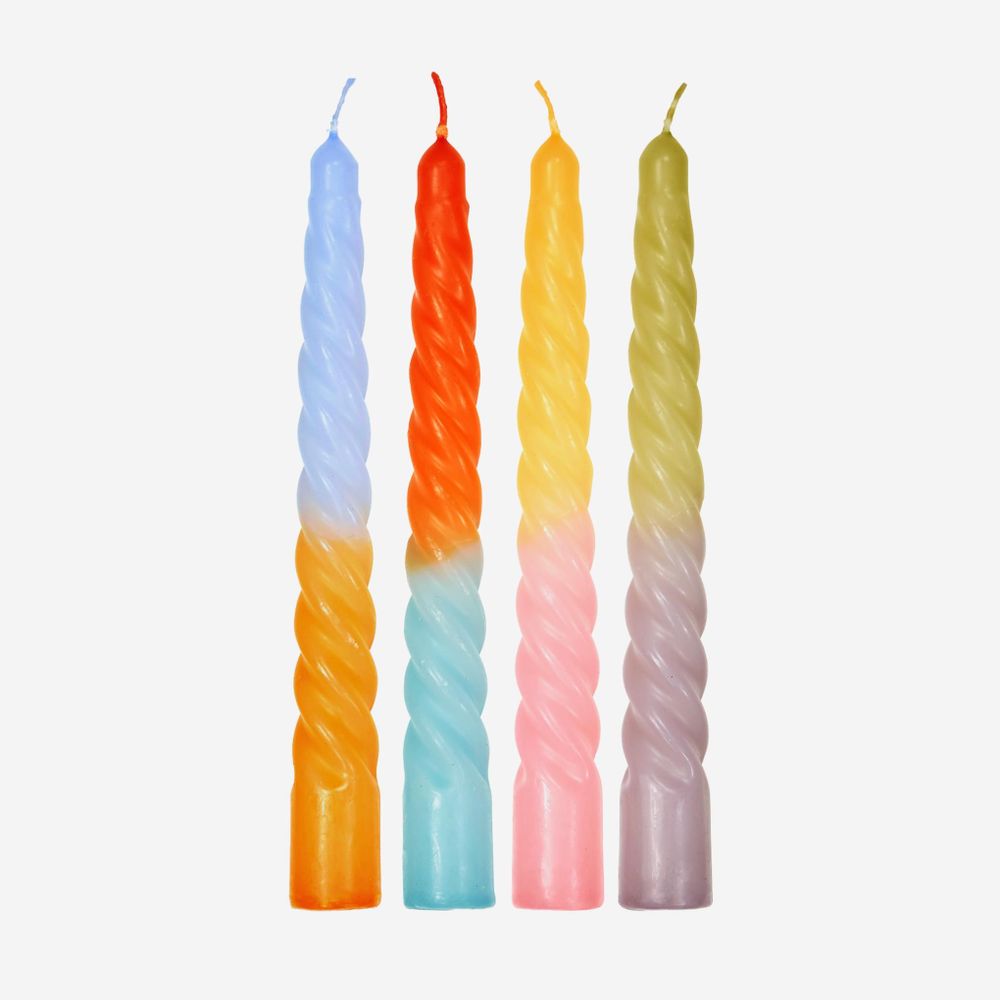 Christmas table settings - Twist Candles "Blossoming Fields", set of 4 - PALETTE AMSTERDAM