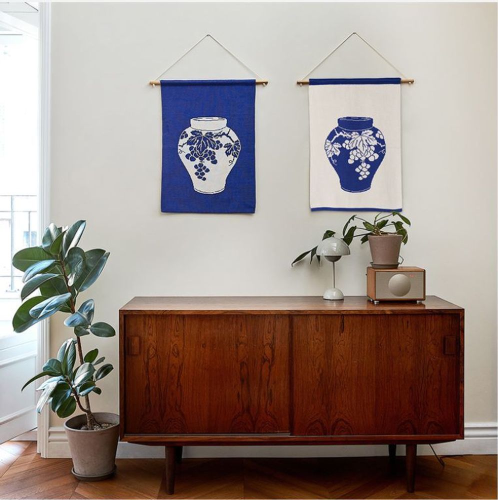 Plaids - Grape White porcelain - BON`EE(LIVING ART BRAND)