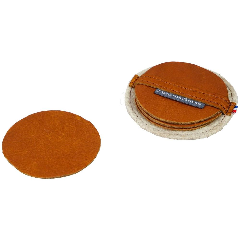 Wine accessories - Cowhide Coasters - L'ATELIER DES TANNERIES