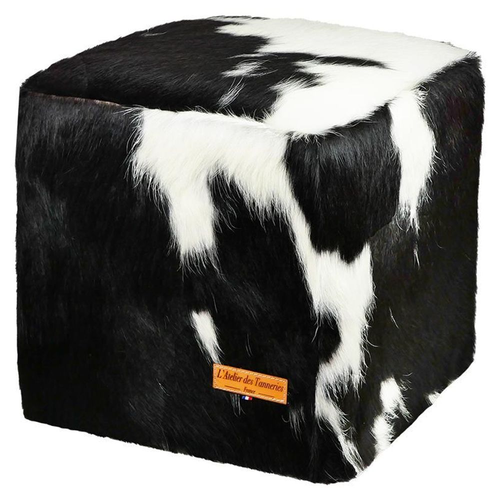 Decorative objects - Square or round cowhide or leather pouffes - L'ATELIER DES TANNERIES