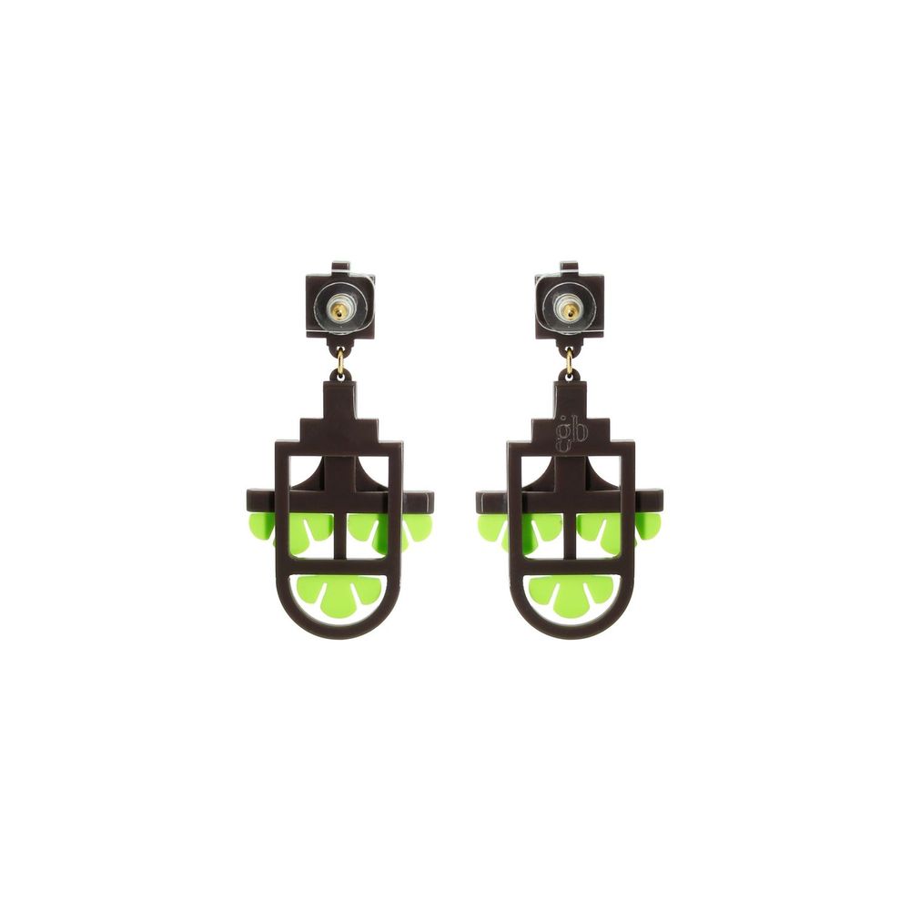 Jewelry - Earring Pendant Three Flowers Avocado - GISSA BICALHO