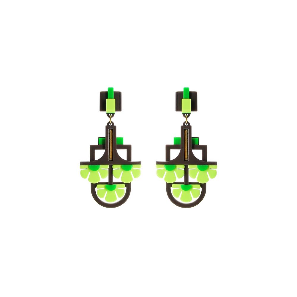 Jewelry - Earring Pendant Three Flowers Avocado - GISSA BICALHO