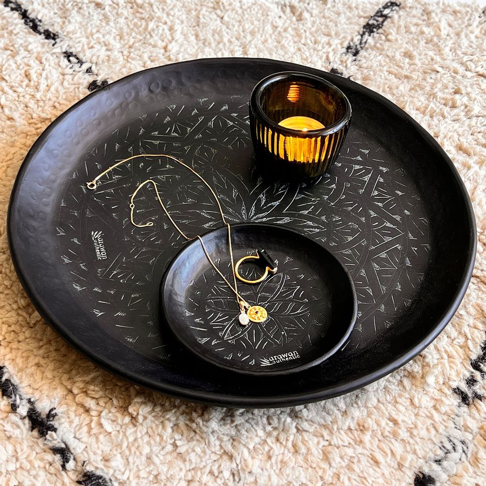 Objets de décoration - COUPELLE EN LAITON NOIR GRAVÉ 'ARABESK' - KARAWAN AUTHENTIC