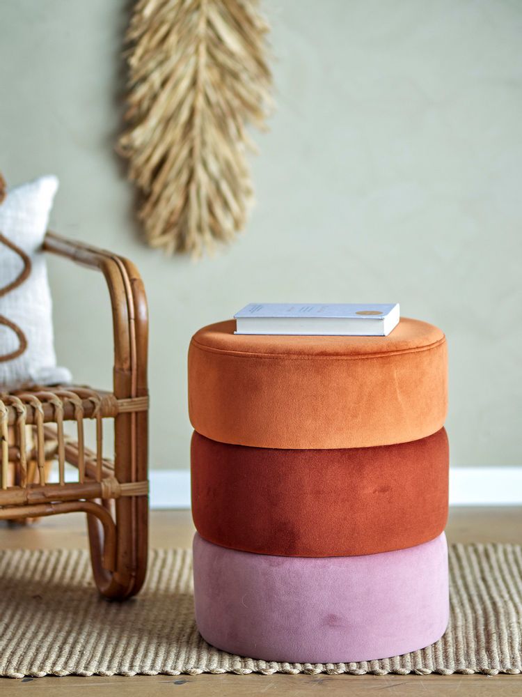 Bancs - Bilbao Pouf, Orange, Polyester - BLOOMINGVILLE A/S