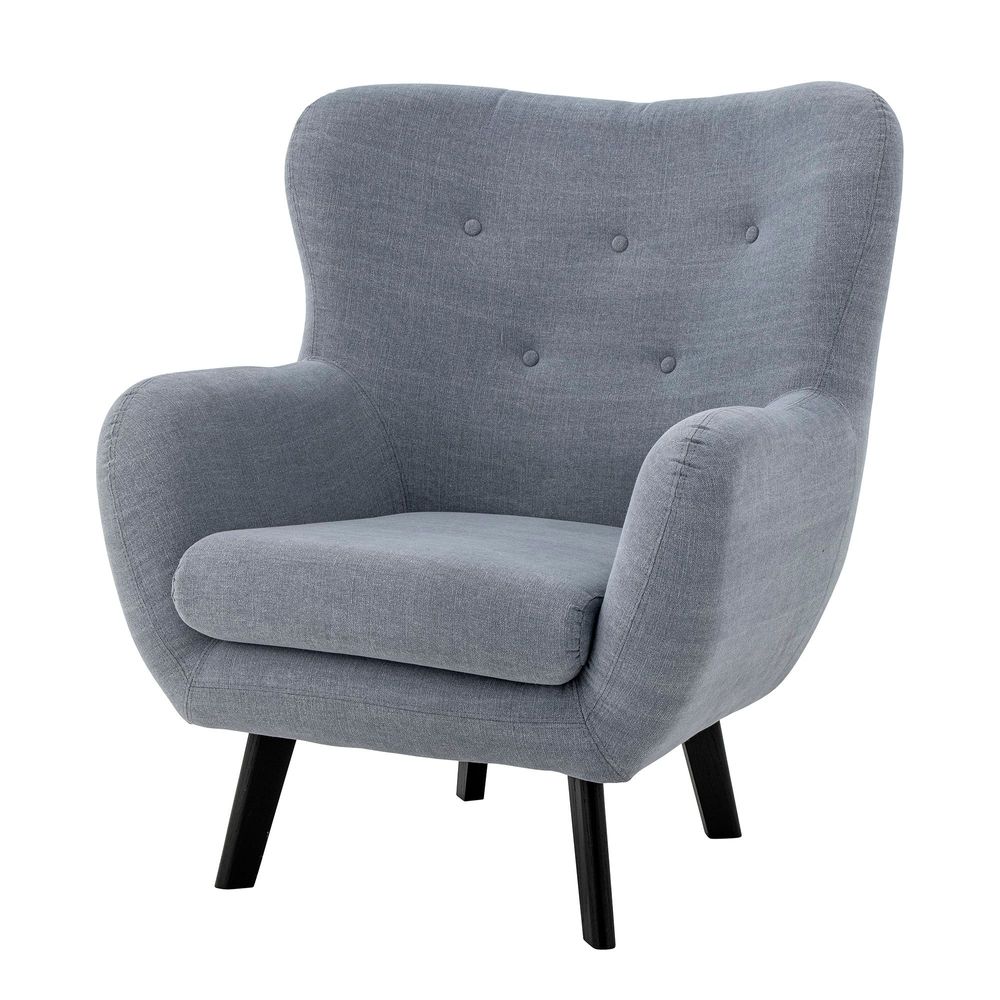 Lounge chairs - Beau Lounge Chair, Blue, Cotton - CREATIVE COLLECTION