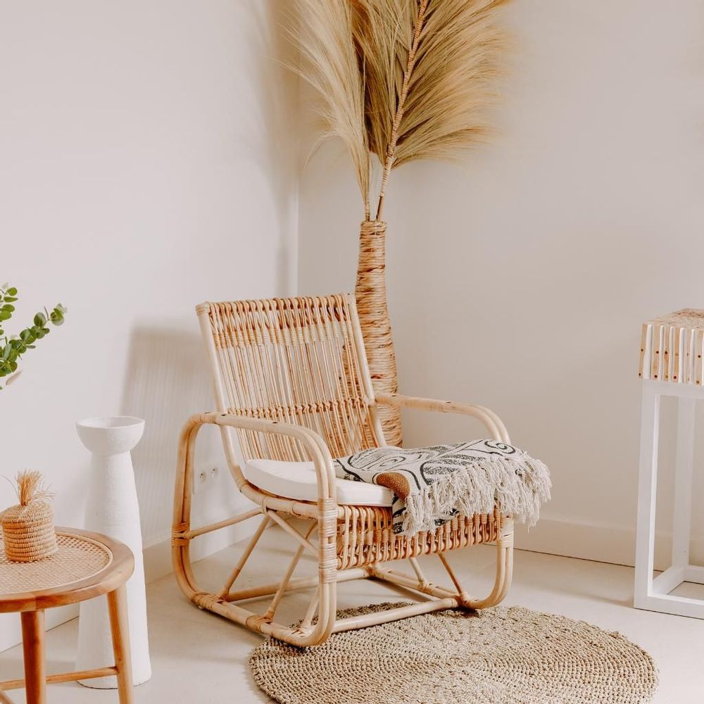 Fauteuils - ALBANE - Fauteuil en rotin avec coussin - HYDILE