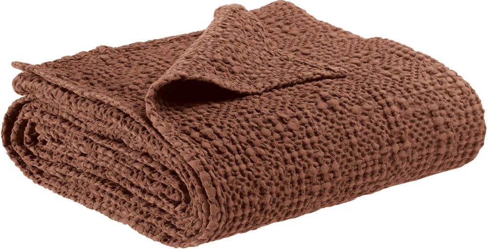 Throw blankets - Stonewashed Tana plaid Tabac 140 X 200 - MAISON VIVARAISE – SDE VIVARAISE WINKLER