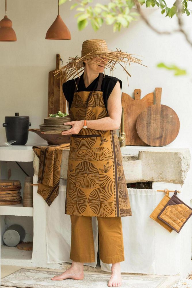 Tabliers de cuisine - Tablier de cuisine recyclé Etna Ambre 72 x 85 - MAISON VIVARAISE - SDE VIVARAISE WINKLER