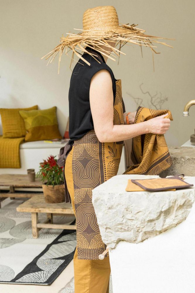 Tabliers de cuisine - Tablier de cuisine recyclé Etna Ambre 72 x 85 - MAISON VIVARAISE - SDE VIVARAISE WINKLER