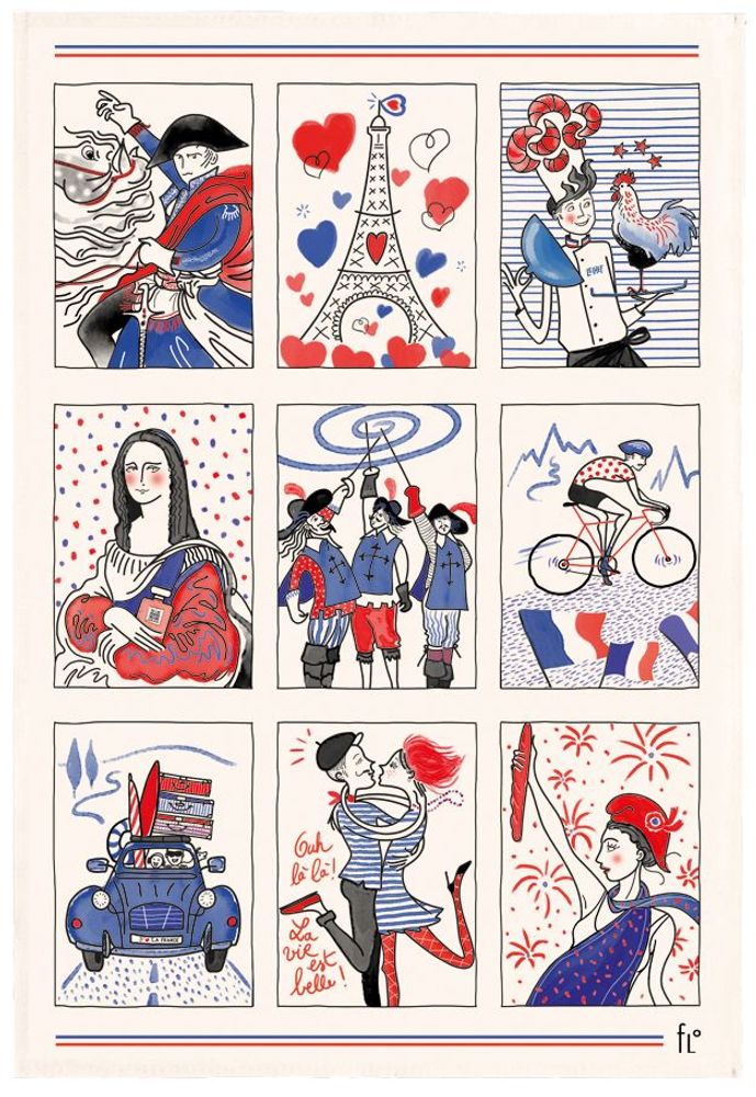 Torchons - Torchon Symboles français Ecru 48 x 72 - MAISON VIVARAISE - SDE VIVARAISE WINKLER