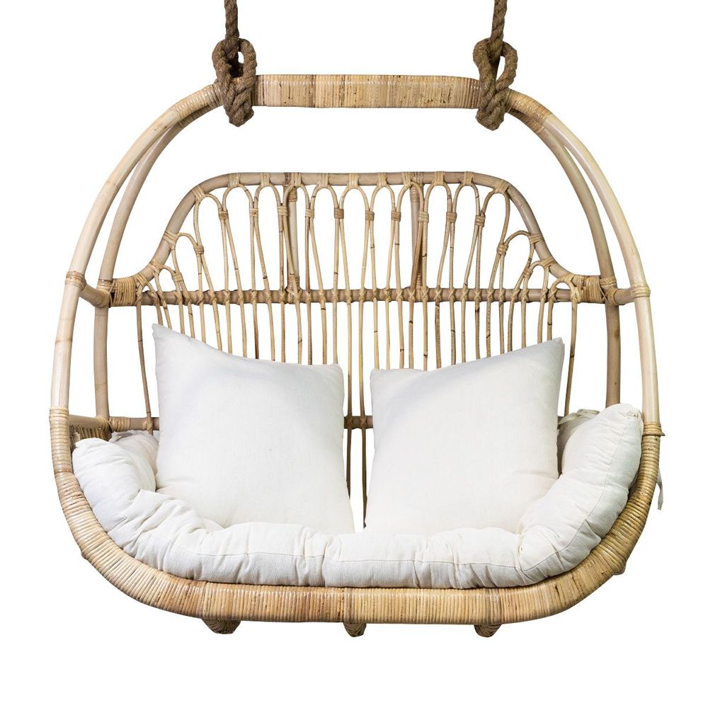 Chaises longues - UBUD - Balancelle en rotin avec coussins - 2 places - HYDILE