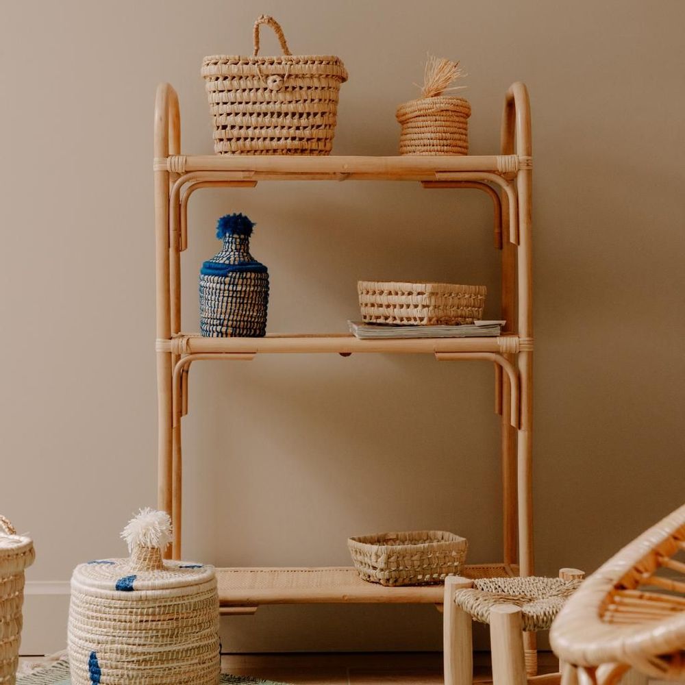 Shelves - MAKO - Natural Finish Rattan Shelf - HYDILE