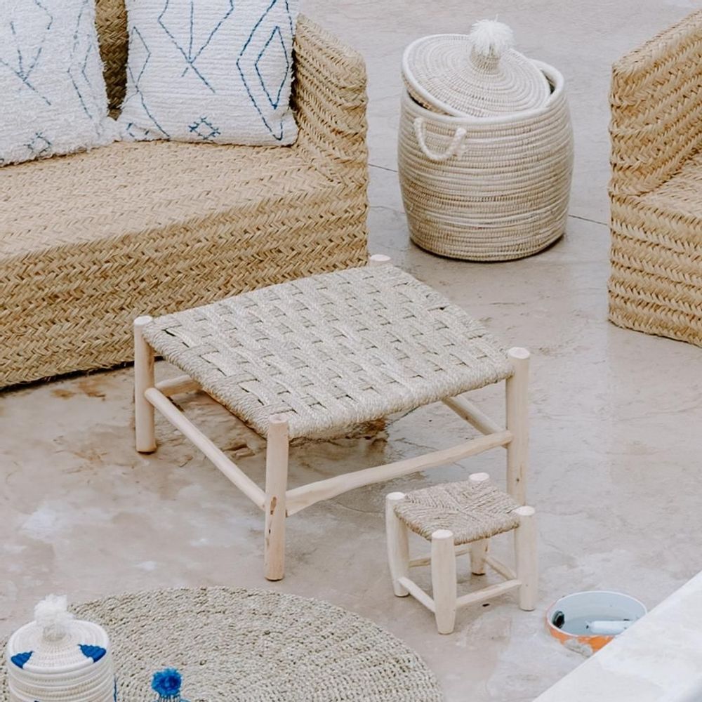 Coffee tables - HAMO - Square coffee table made of rope and eucalyptus wood - HYDILE
