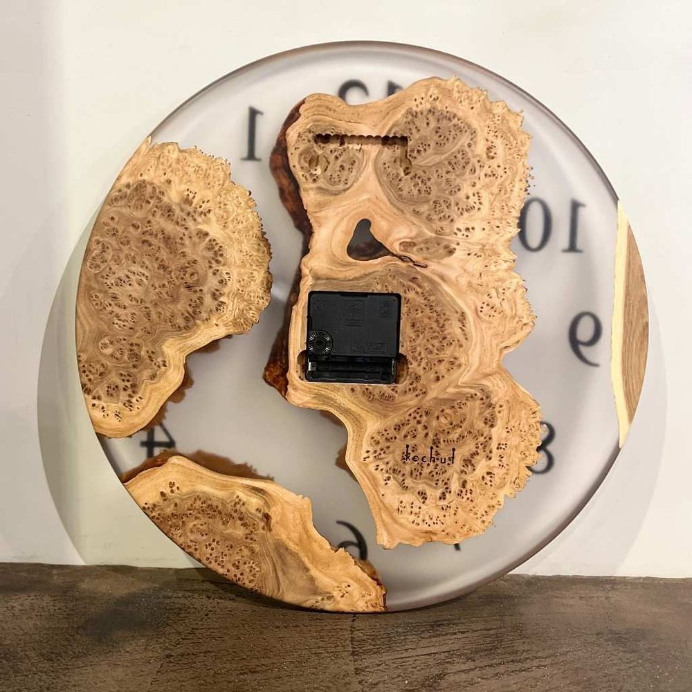 Horloges - Horloge en résine époxy transparente et orme massif - FRENCH EPOXY