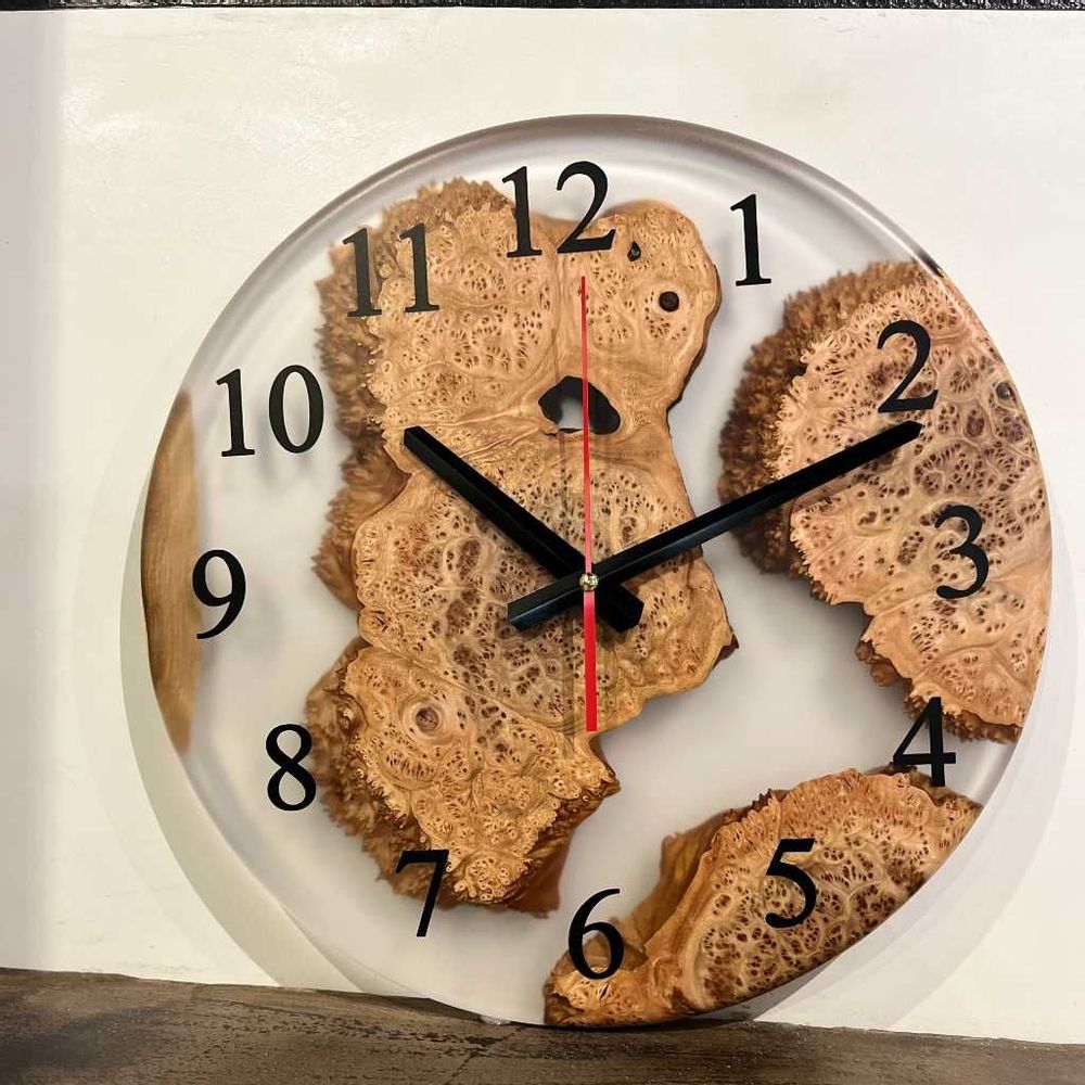 Horloges - Horloge en résine époxy transparente et orme massif - FRENCH EPOXY