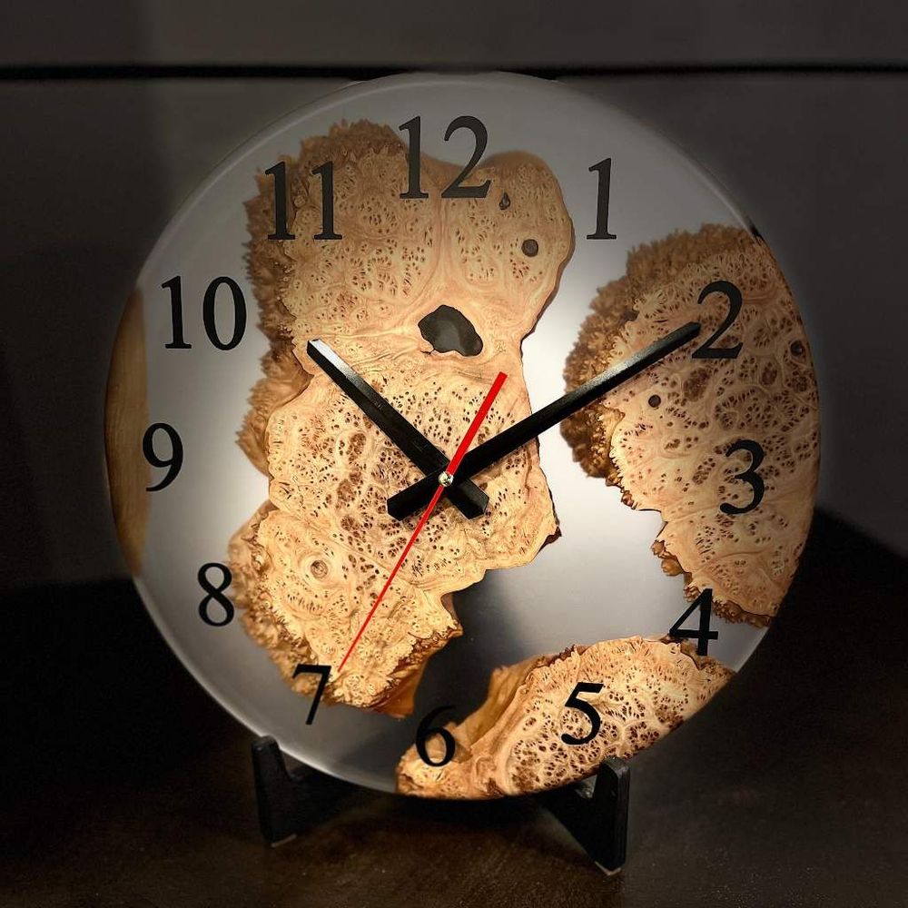 Horloges - Horloge en résine époxy transparente et orme massif - FRENCH EPOXY