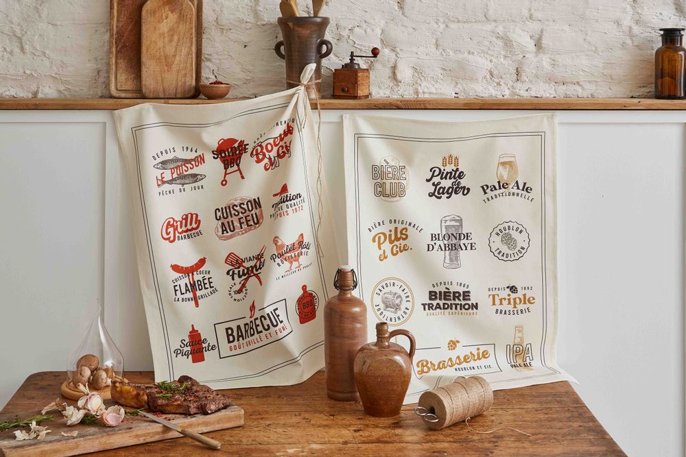 Kitchen linens - Brasserie - Printed cotton tea towel - COUCKE