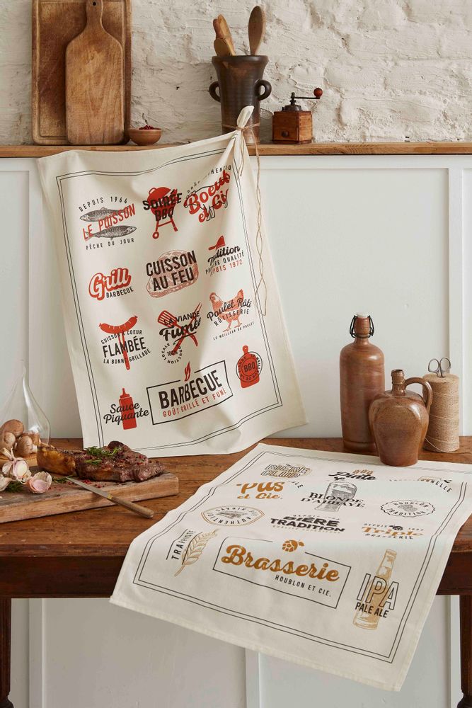 Kitchen linens - Brasserie - Printed cotton tea towel - COUCKE