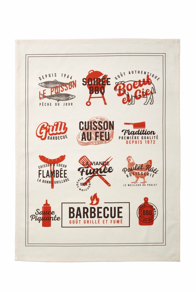 Torchons textile - Grillades - Torchon en coton imprimé - COUCKE