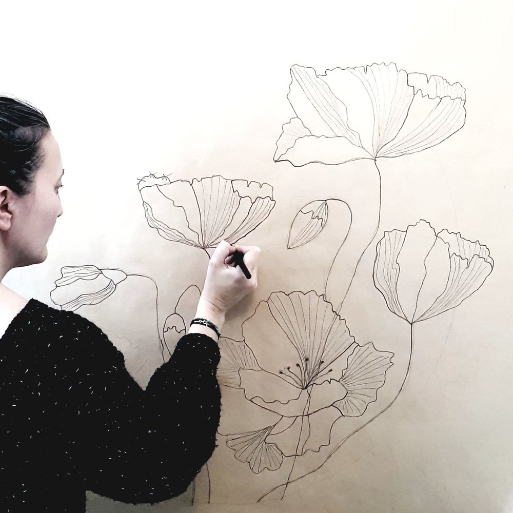 Customizable objects - WALL DECORATION - POPPY 80 CM - O'FIL DES RÊVERIES DE NANA
