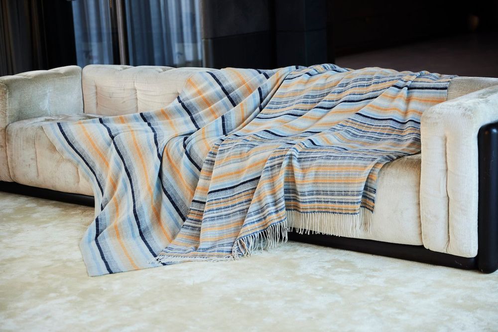 Throw blankets - Cashmere double blanket with jersey trim - SANDRIVER CASHMERE