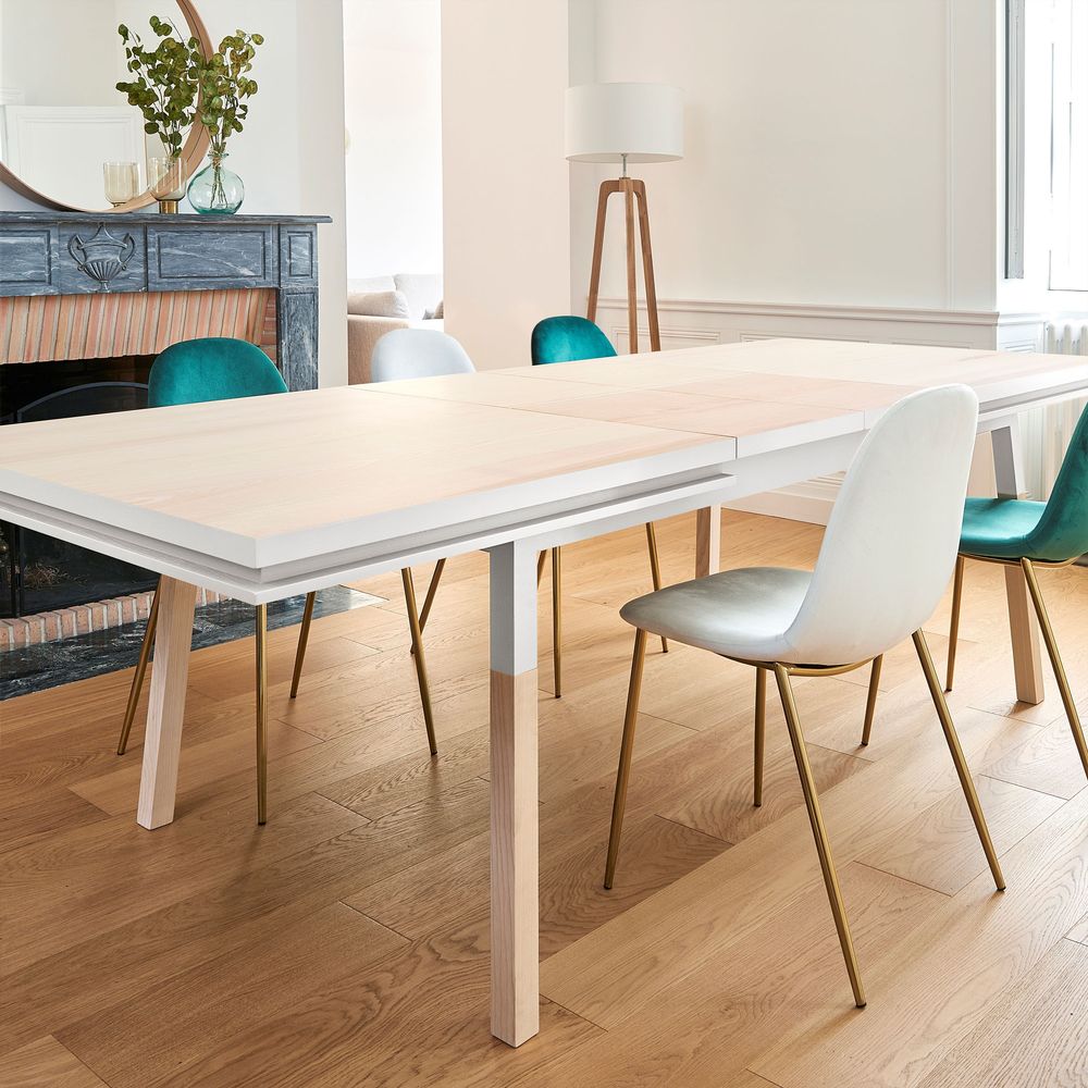 Dining Tables - Rectangular extendable table in solid wood, 220x120 cm / 86.6" x 47.2" - MON PETIT MEUBLE FRANÇAIS