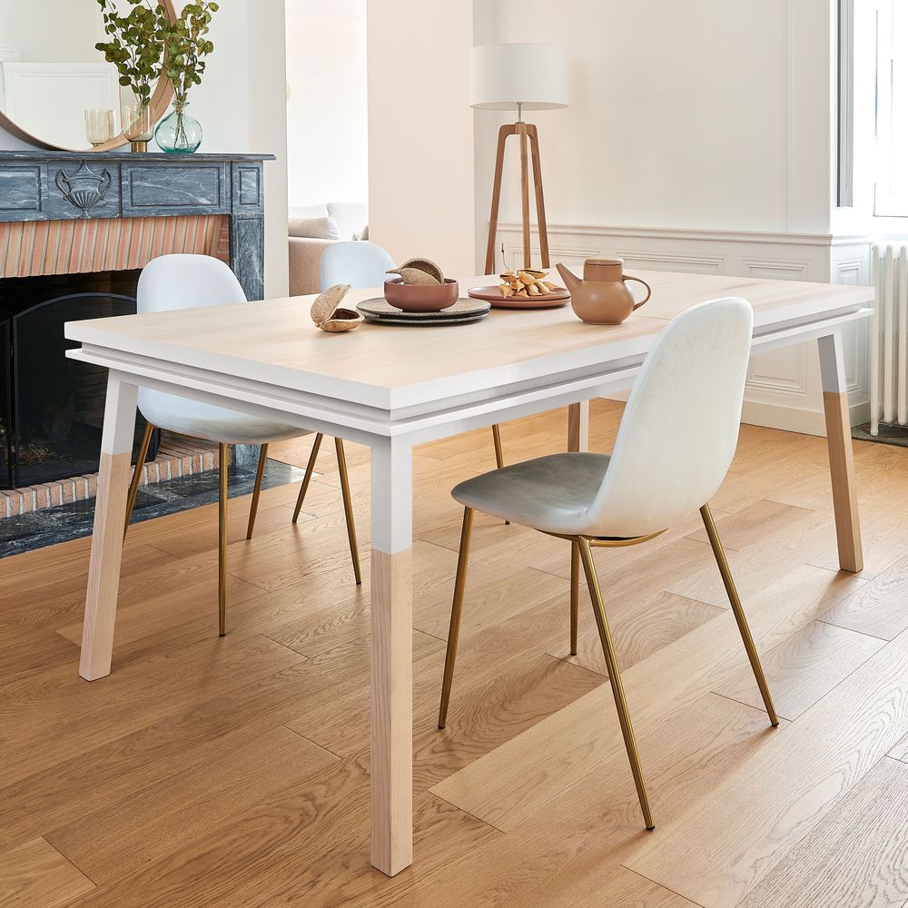 Dining Tables - Rectangular extendable table in solid wood, 220x120 cm / 86.6" x 47.2" - MON PETIT MEUBLE FRANÇAIS