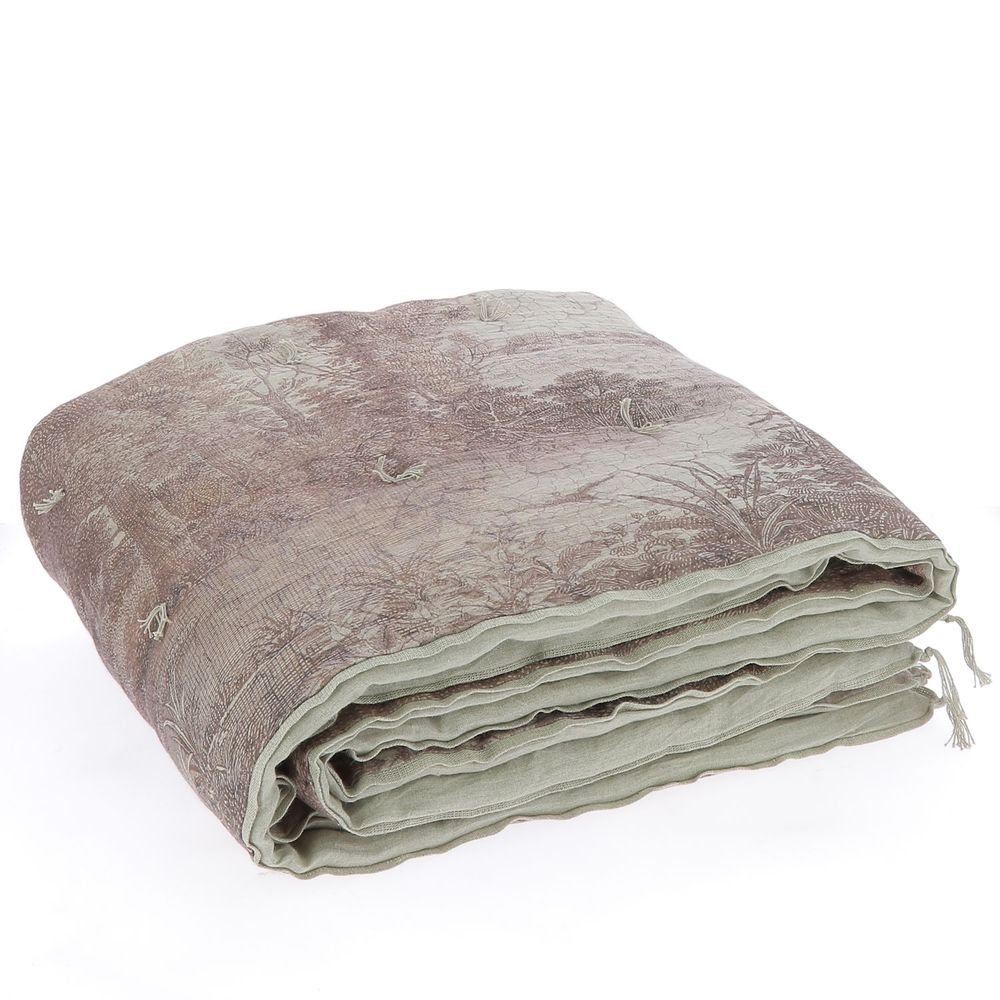 Bed linens - Campagne Ananbo Printed Linen Bed End 90X20 Cm Campagne Violet - EN FIL D'INDIENNE...