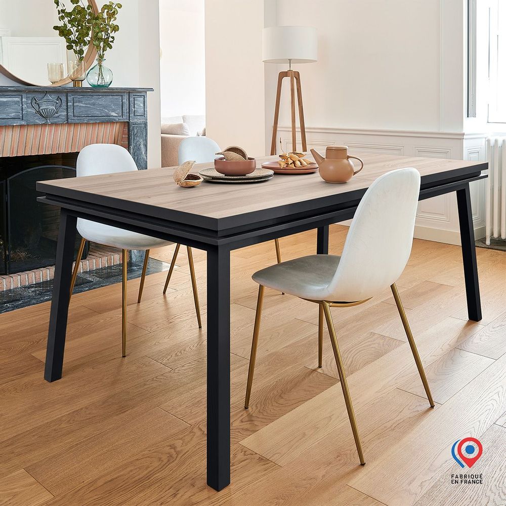 Dining Tables - Designer and extendable table in solid oak, 180 cm x 100 cm - MON PETIT MEUBLE FRANÇAIS