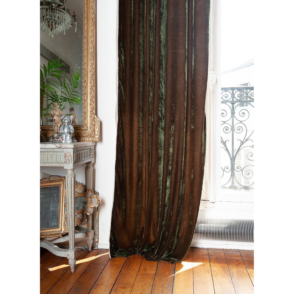 Curtains and window coverings - FORTUNA Curtain 110x300 cm BLACK OLIVE - EN FIL D'INDIENNE...
