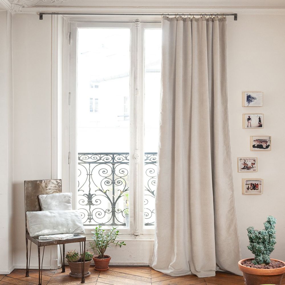 Curtains and window coverings - MEDICIS cotton velvet blackout curtain 130x280cm ECRU - EN FIL D'INDIENNE...