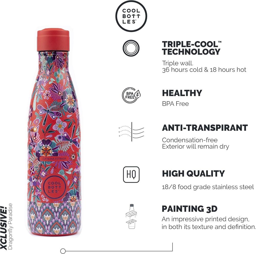 Accessoires de voyage - The Bottle - Dragonfly Paradise 500ml by Catalina Estrada - COOL BOTTLES