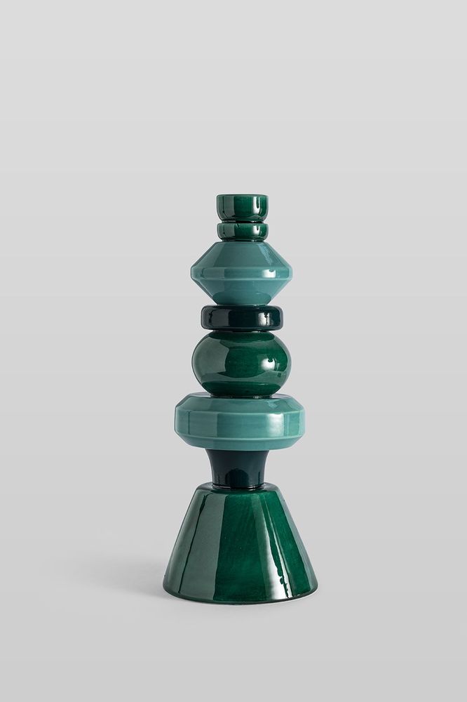 Céramique - CANDELABRO GEOMETRICO TONI DEL VERDE 40 CM - CERAMICA BEVILACQUA