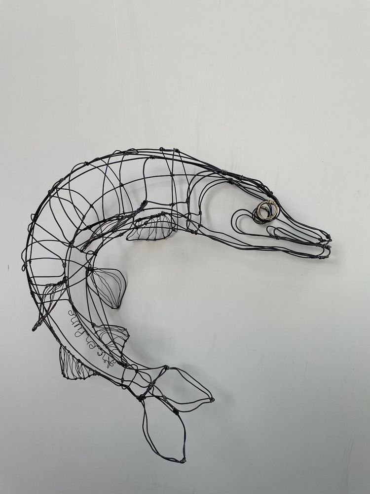 Pièces uniques - Poisson Brochet en fil d'acier dans le volume - FABIENNE QUENARD ATELIER ARC EN LUNE