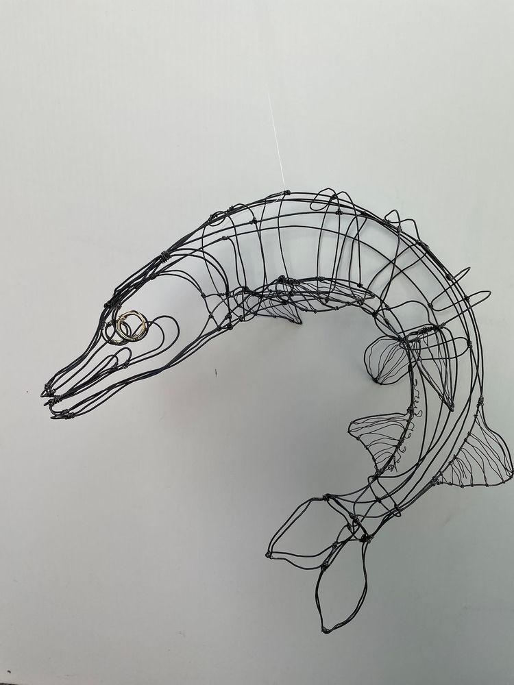 Pièces uniques - Poisson Brochet en fil d'acier dans le volume - FABIENNE QUENARD ATELIER ARC EN LUNE