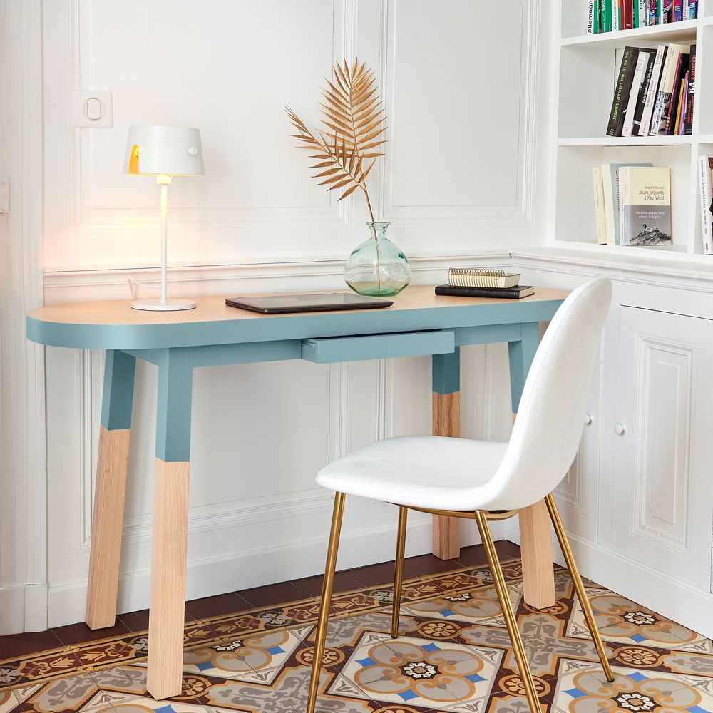 Desks - 100% solid wood oval desk with drawer - MON PETIT MEUBLE FRANÇAIS