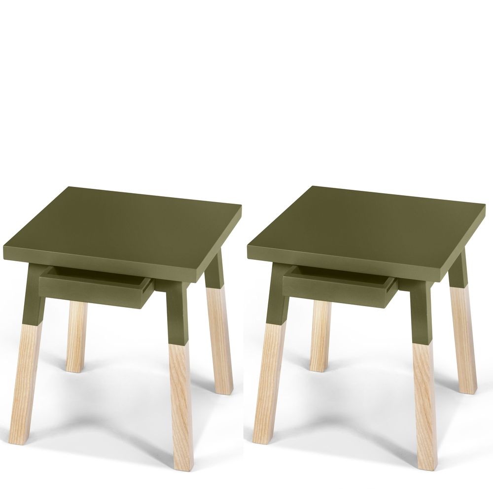 Tables de nuit - 2 chevets bois avec tiroir - lot de 2 - MON PETIT MEUBLE FRANÇAIS