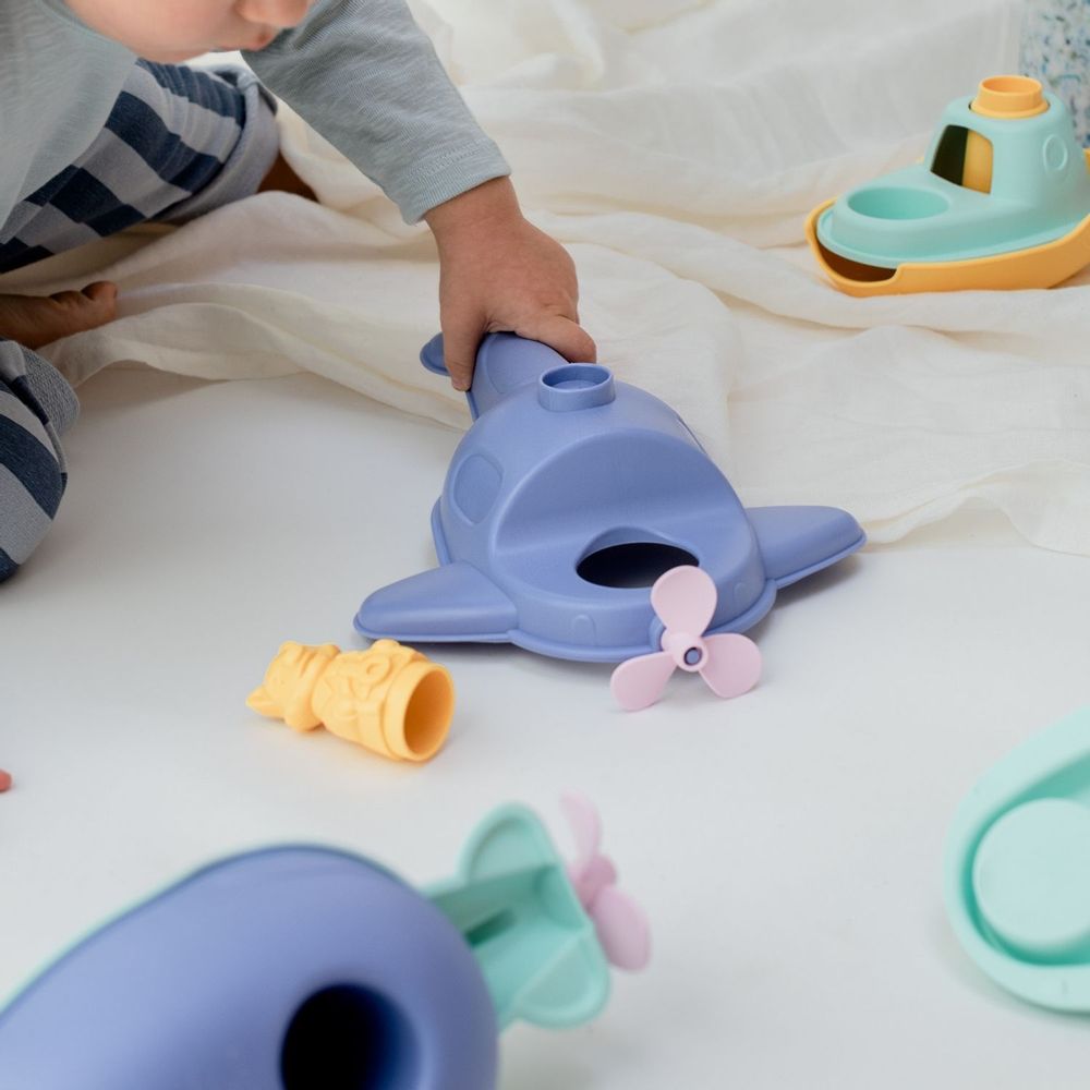 Accessoires pour bain enfants  - Mes premiers véhicules d'exploration 2-en-1 - Made in France 100% plastique recyclé et recyclables. - LE JOUET SIMPLE.