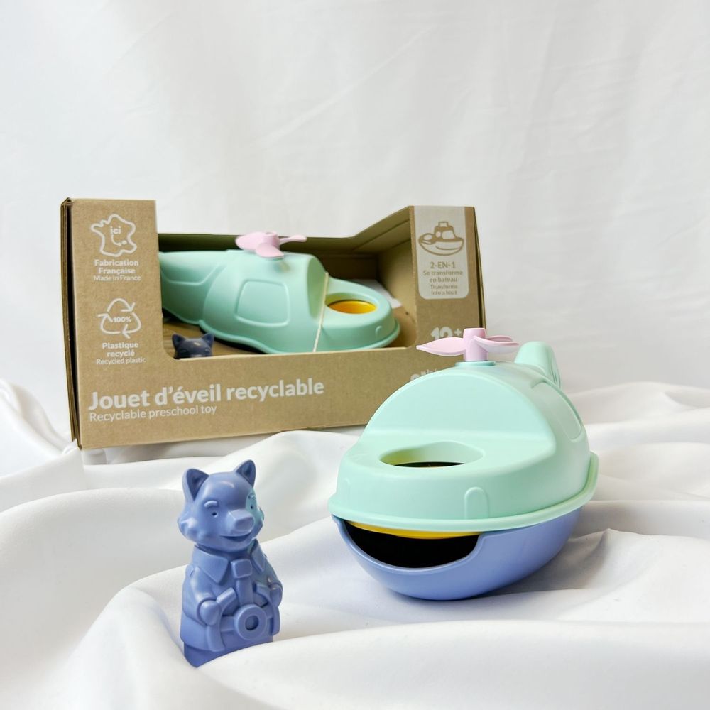 Accessoires pour bain enfants  - Mes premiers véhicules d'exploration 2-en-1 - Made in France 100% plastique recyclé et recyclables. - LE JOUET SIMPLE.