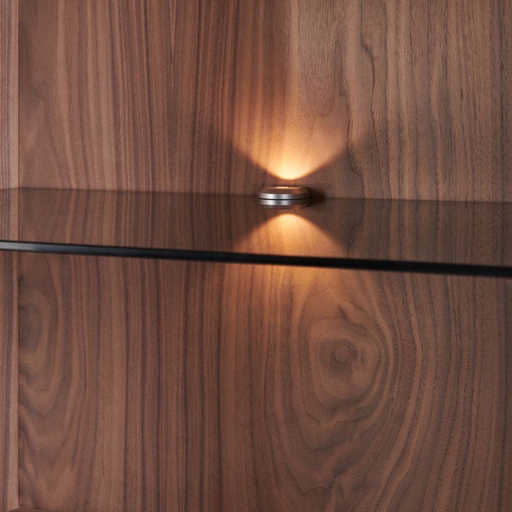 Wardrobe - Walnut living room cabinet: 1 door, 3 drawers and 1 glass shelf - MON PETIT MEUBLE FRANÇAIS