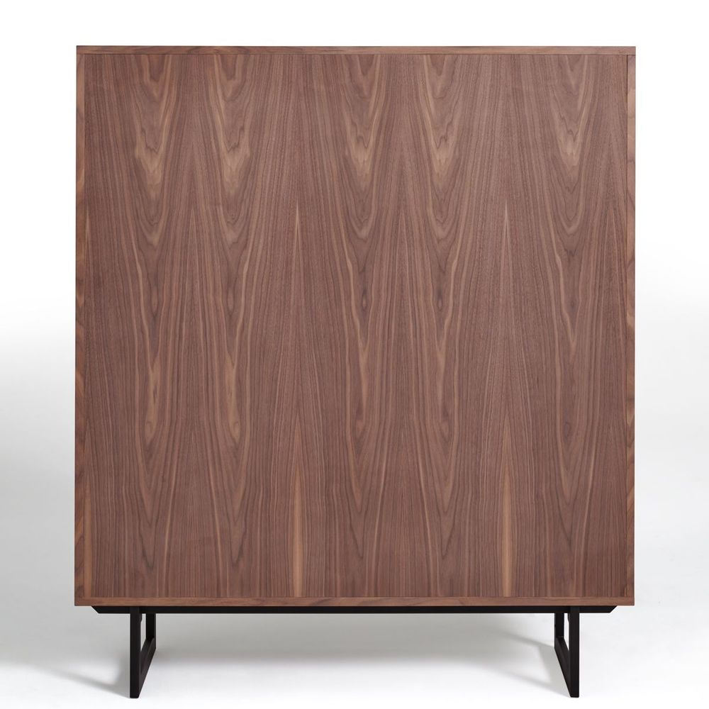 Wardrobe - Walnut living room cabinet: 1 door, 3 drawers and 1 glass shelf - MON PETIT MEUBLE FRANÇAIS